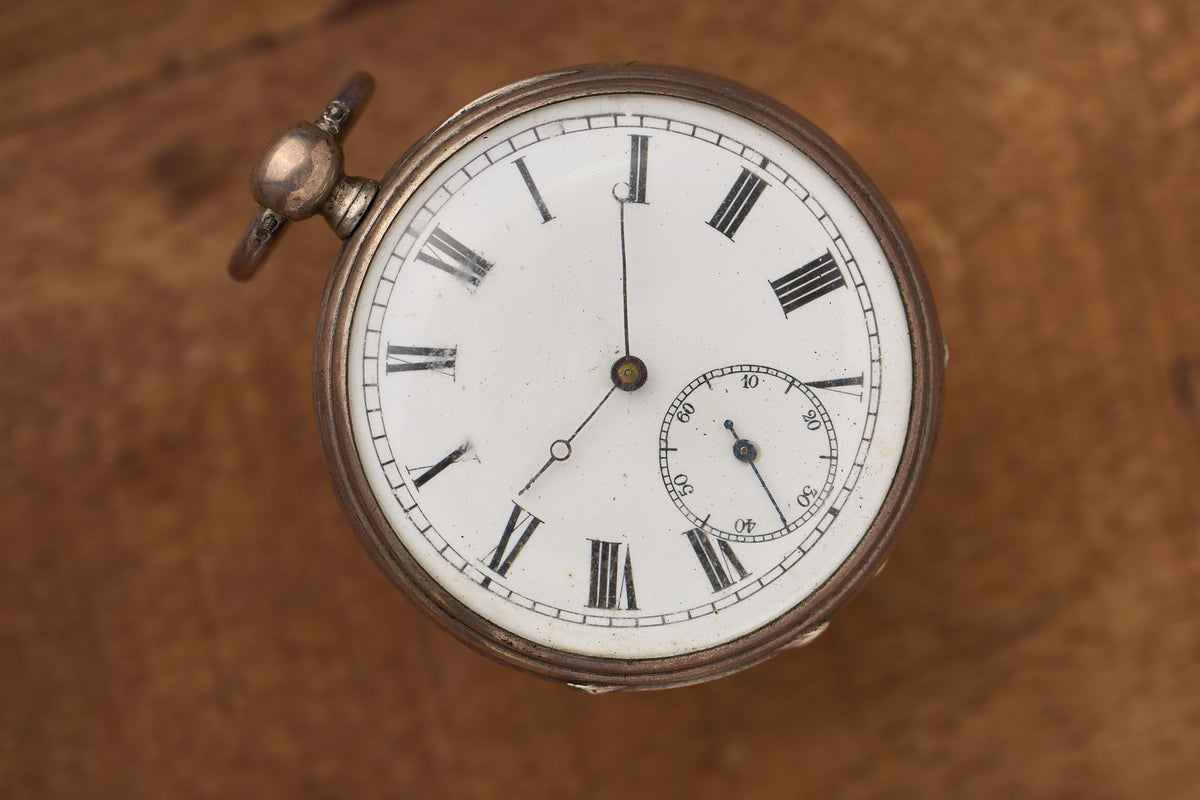 Silver Watch with a Hand-Guilloché Case, Cylinder, c.1880