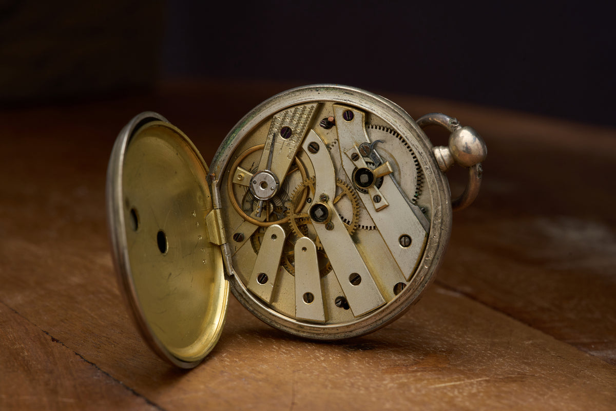 Silver Watch with a Hand-Guilloché Case, Cylinder, c.1880