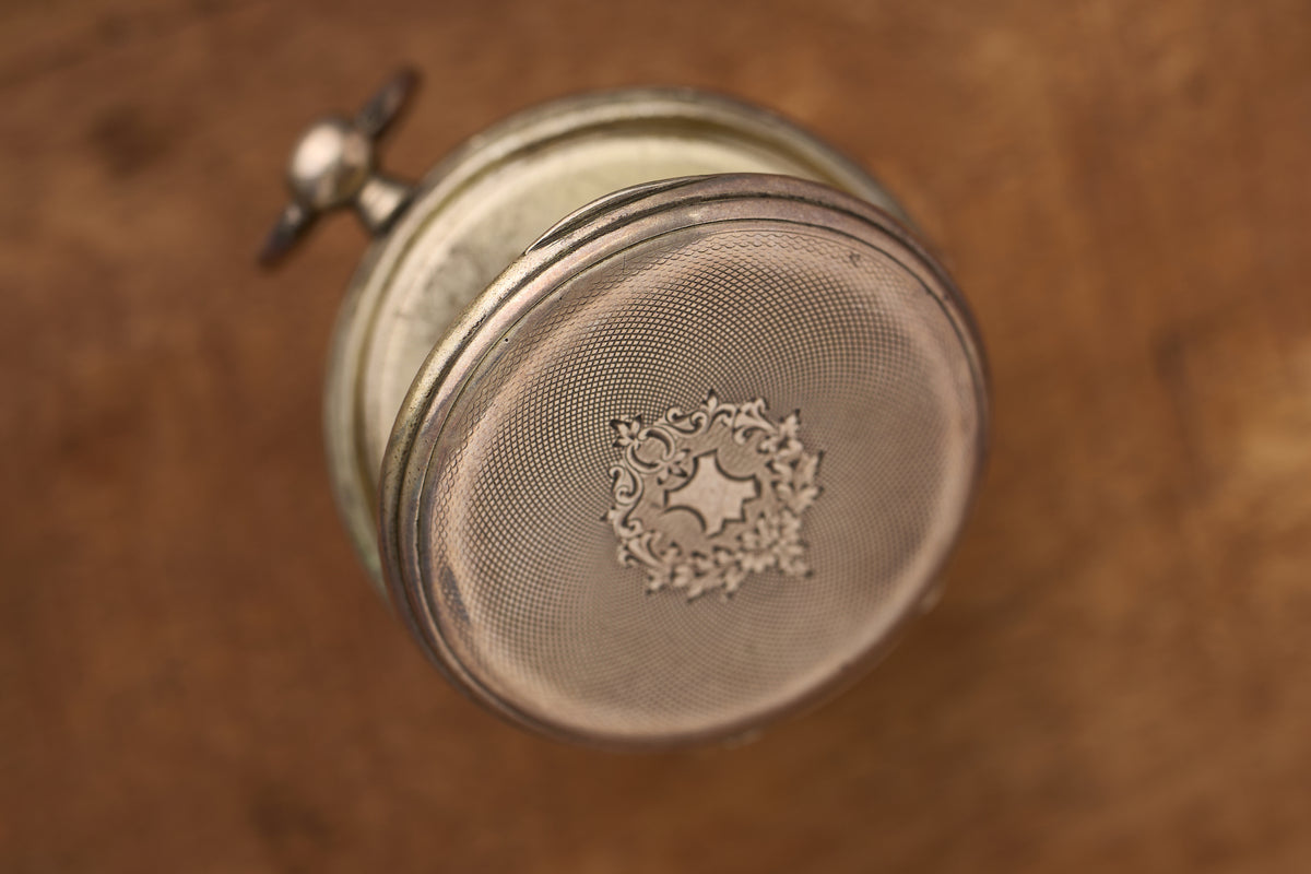 Silver Watch with a Hand-Guilloché Case, Cylinder, c.1880