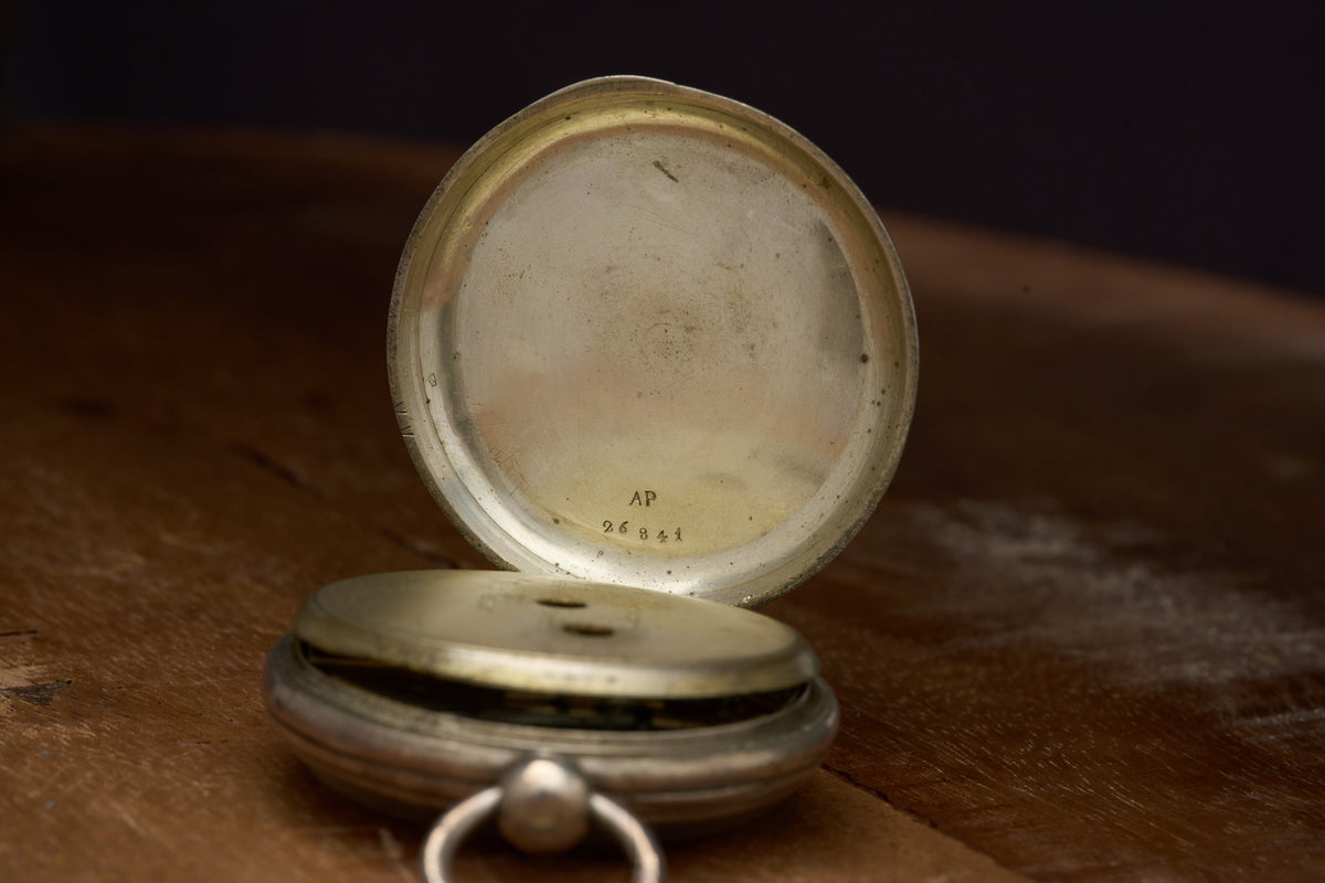 Silver Watch with a Hand-Guilloché Case, Cylinder, c.1880