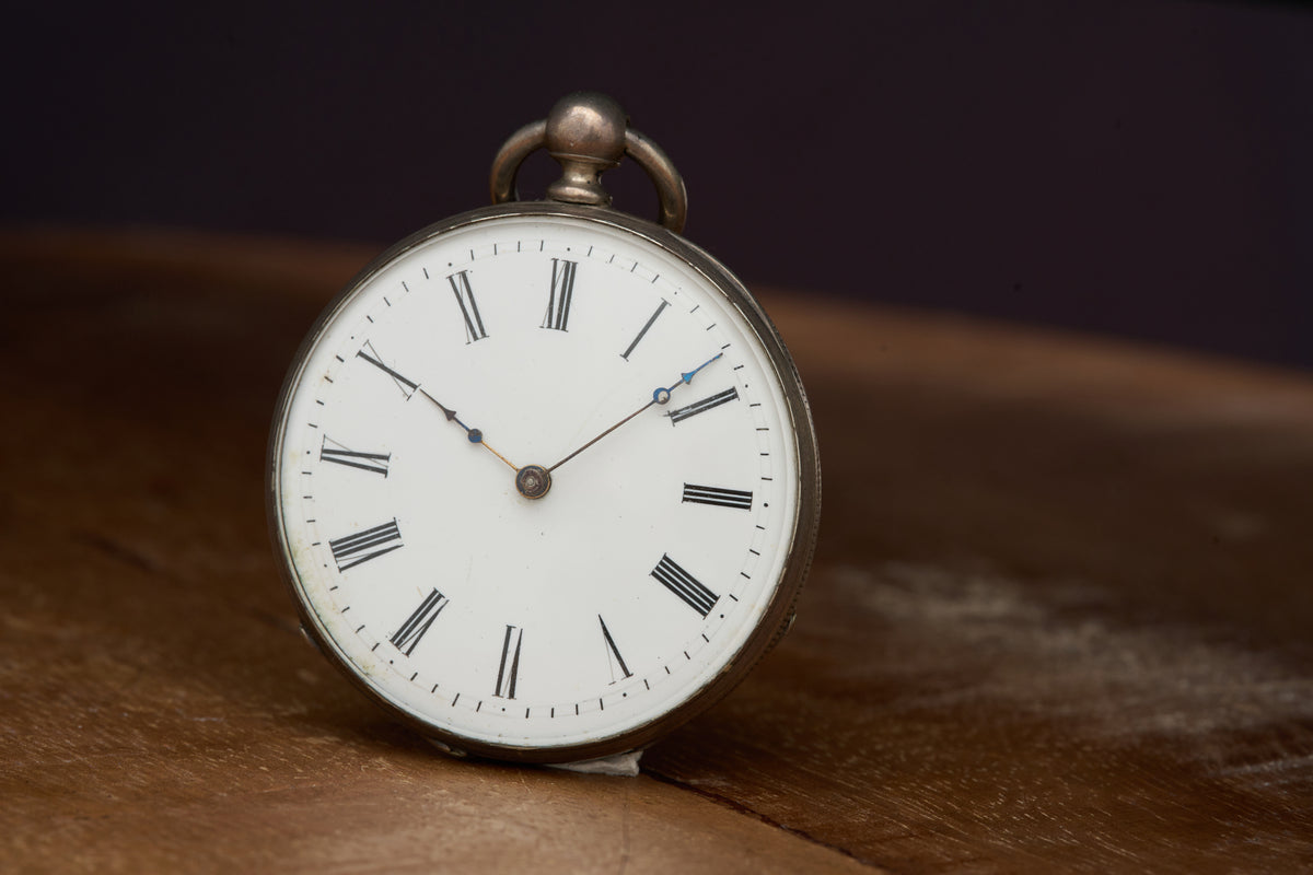 Silver Key-Wind Cylinder Watch, Engraved Throughout, c.1870