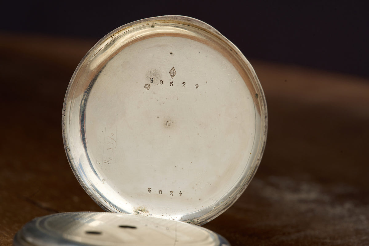 Silver Key-Wind Cylinder Watch, Engraved Throughout, c.1870