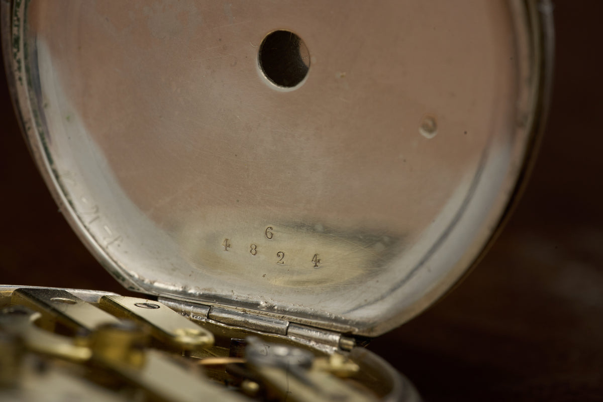 Silver Key-Wind Cylinder Watch, Engraved Throughout, c.1870