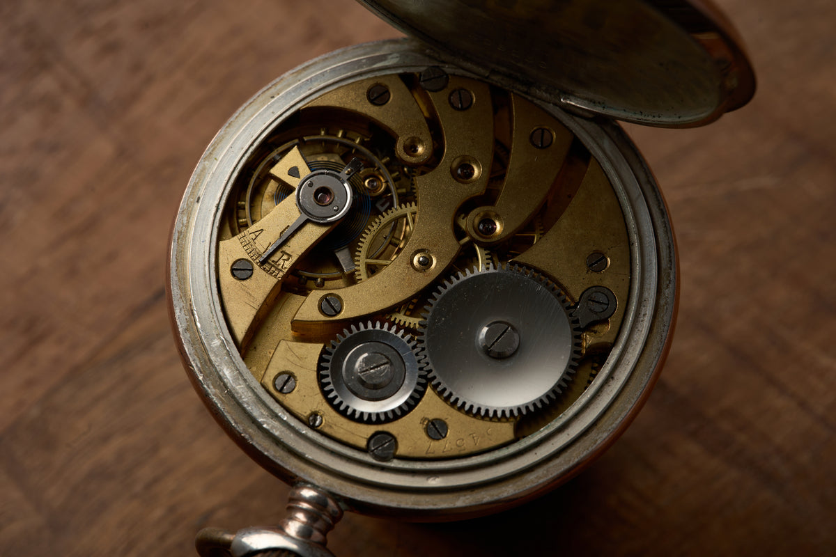 Silver Watch, Engine-Turned Guilloché Caseback, c.1910