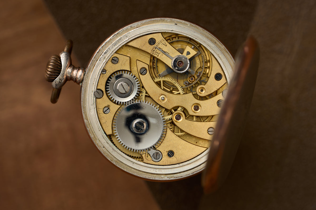 Silver Watch, Engine-Turned Guilloché Caseback, c.1910