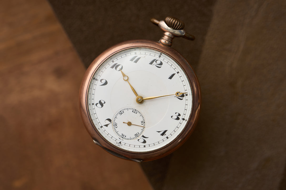 Silver Watch, Engine-Turned Guilloché Caseback, c.1910