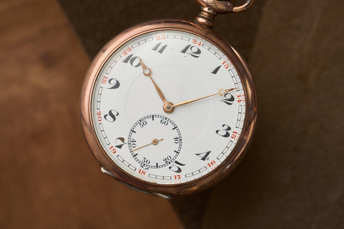 'Chronometro' in Silver and Rose Gold, 24-Hour Dial, c.1945