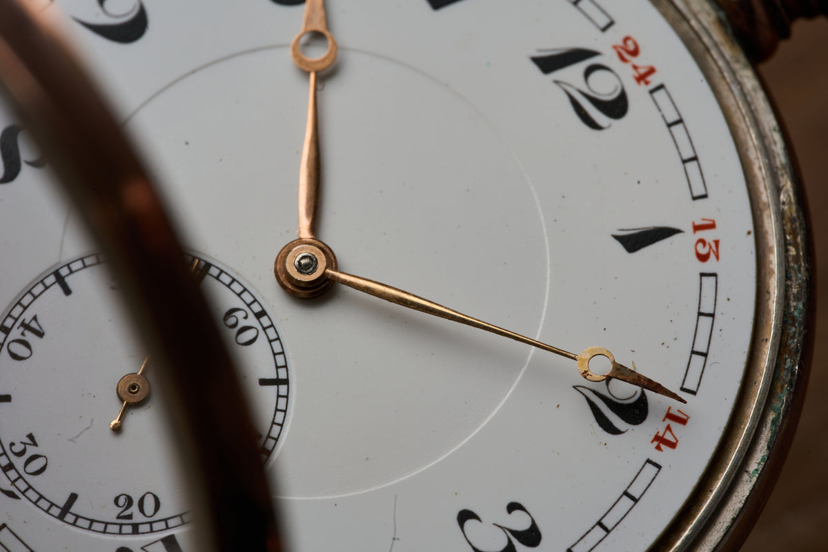 'Chronometro' in Silver and Rose Gold, 24-Hour Dial, c.1945