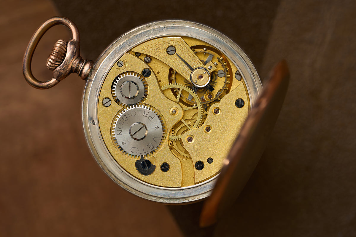 'Chronometro' in Silver and Rose Gold, 24-Hour Dial, c.1945