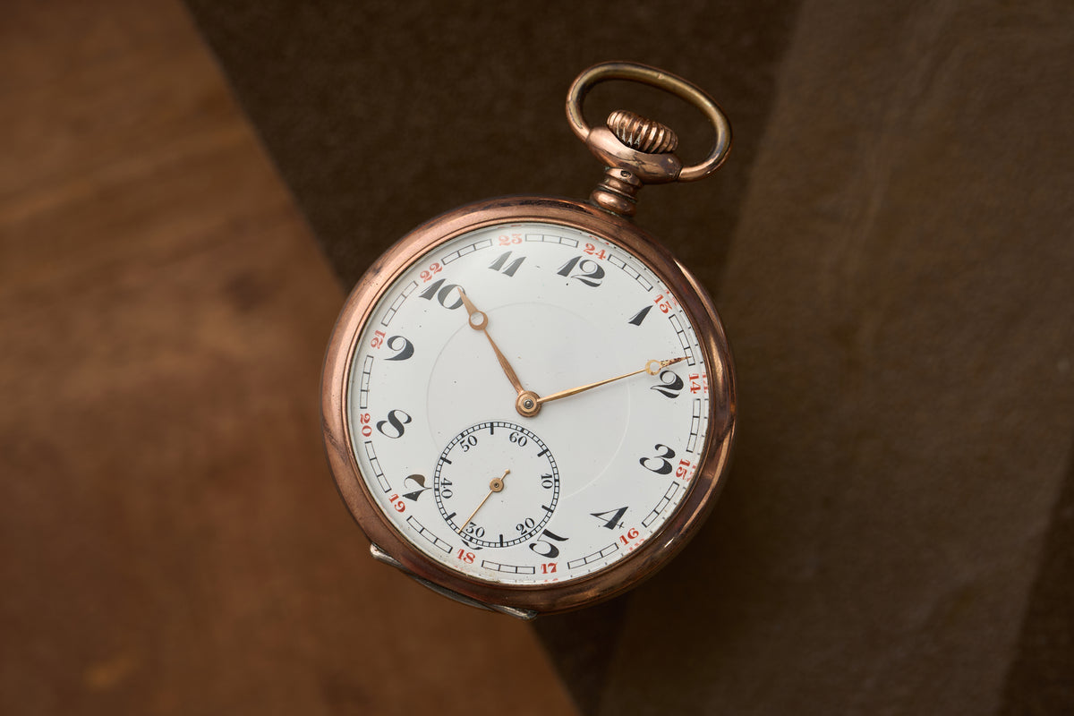 'Chronometro' in Silver and Rose Gold, 24-Hour Dial, c.1945